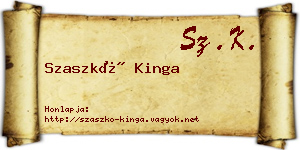 Szaszkó Kinga névjegykártya